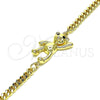 Pulsera Elegante 03.156.0035.08 Oro Laminado, Diseño de Osito, con Negro Micro Pave, Pulido, Tono Dorado (04 MM Thickness, 8 Inches Length)