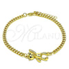 Pulsera Elegante 03.156.0035.08 Oro Laminado, Diseño de Osito, con Negro Micro Pave, Pulido, Tono Dorado (04 MM Thickness, 8 Inches Length)