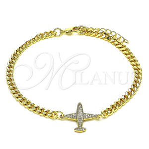 Pulsera Elegante 03.156.0036.08 Oro Laminado, con Blanca Micro Pave, Pulido, Tono Dorado (04 MM Thickness, 8 Inches Length)