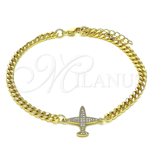 Pulsera Elegante 03.156.0036.08 Oro Laminado, con Blanca Micro Pave, Pulido, Tono Dorado (04 MM Thickness, 8 Inches Length)