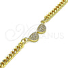 Pulsera Elegante 03.156.0037.08 Oro Laminado, con Blanca Micro Pave, Pulido, Tono Dorado (04 MM Thickness, 8 Inches Length)