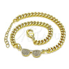 Pulsera Elegante 03.156.0037.08 Oro Laminado, con Blanca Micro Pave, Pulido, Tono Dorado (04 MM Thickness, 8 Inches Length)
