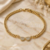 Pulsera Elegante 03.156.0037.08 Oro Laminado, con Micro Pave Blanca, Pulido, Tono Dorado (Grosor 04 MM, 8 Pulgadas de Largo)