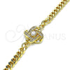 Pulsera Elegante 03.156.0038.08 Oro Laminado, Diseño de Nudo, con Blanca Micro Pave and Blanca Zirconia Cubica, Pulido, Tono Dorado (04 MM Thickness, 8 Inches Length)