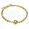 Pulsera Elegante 03.156.0038.08 Oro Laminado, Diseño de Nudo, con Blanca Micro Pave and Blanca Zirconia Cubica, Pulido, Tono Dorado (04 MM Thickness, 8 Inches Length)