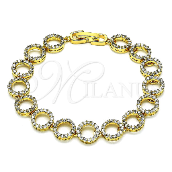 Pulsera Elegante 03.346.0006.07 Oro Laminado, con Blanca Micro Pave, Pulido, Tono Dorado (10 MM Thickness, 7 Inches Length)