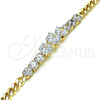 Pulsera Elegante 03.283.0078.08 Oro Laminado, con Blanca Zirconia Cubica, Pulido, Tono Dorado (05 MM Thickness, 8 Inches Length)