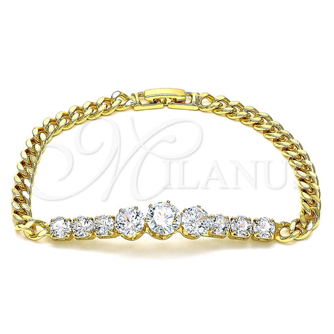Pulsera Elegante 03.283.0078.08 Oro Laminado, con Blanca Zirconia Cubica, Pulido, Tono Dorado (05 MM Thickness, 8 Inches Length)