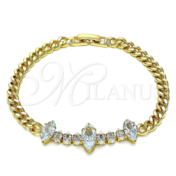 Pulsera Elegante 03.283.0079.08 Oro Laminado, con Blanca Zirconia Cubica, Pulido, Tono Dorado (05 MM Thickness, 8 Inches Length)