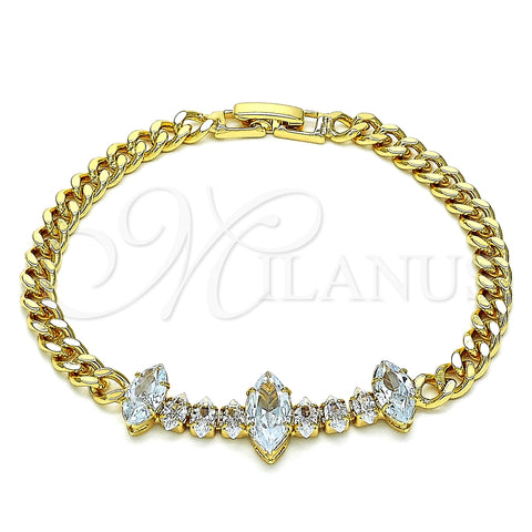 Pulsera Elegante 03.283.0079.08 Oro Laminado, con Blanca Zirconia Cubica, Pulido, Tono Dorado (05 MM Thickness, 8 Inches Length)
