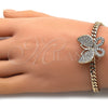 Pulsera Elegante 03.283.0080.08 Oro Laminado, Diseño de Mariposa, con Blanca Zirconia Cubica, Pulido, Tono Dorado (05 MM Thickness, 8 Inches Length)