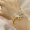 Pulsera Elegante 03.283.0080.08 Oro Laminado, Diseño de Mariposa, con Blanca Zirconia Cubica, Pulido, Tono Dorado (05 MM Thickness, 8 Inches Length)