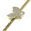Pulsera Elegante 03.283.0080.08 Oro Laminado, Diseño de Mariposa, con Blanca Zirconia Cubica, Pulido, Tono Dorado (05 MM Thickness, 8 Inches Length)