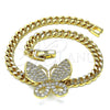 Pulsera Elegante 03.283.0080.08 Oro Laminado, Diseño de Mariposa, con Blanca Zirconia Cubica, Pulido, Tono Dorado (05 MM Thickness, 8 Inches Length)