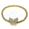 Pulsera Elegante 03.283.0080.08 Oro Laminado, Diseño de Mariposa, con Blanca Zirconia Cubica, Pulido, Tono Dorado (05 MM Thickness, 8 Inches Length)