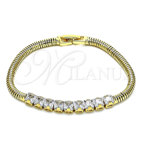 Pulsera Elegante 03.283.0082.07 Oro Laminado, con Blanca Zirconia Cubica, Pulido, Tono Dorado (04 MM Thickness, 7 Inches Length)
