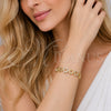 Pulsera Elegante 03.283.0084.08 Oro Laminado, con Micro Pave Blanca, Pulido, Tono Dorado (Grosor 05 MM, 8 Pulgadas de Largo)