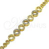 Pulsera Elegante 03.283.0084.08 Oro Laminado, con Micro Pave Blanca, Pulido, Tono Dorado (Grosor 05 MM, 8 Pulgadas de Largo)