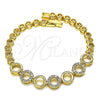 Pulsera Elegante 03.283.0084.08 Oro Laminado, con Micro Pave Blanca, Pulido, Tono Dorado (Grosor 05 MM, 8 Pulgadas de Largo)