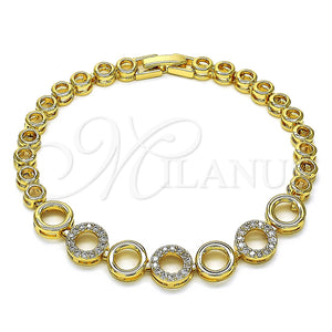 Pulsera Elegante 03.283.0084.08 Oro Laminado, con Micro Pave Blanca, Pulido, Tono Dorado (Grosor 05 MM, 8 Pulgadas de Largo)