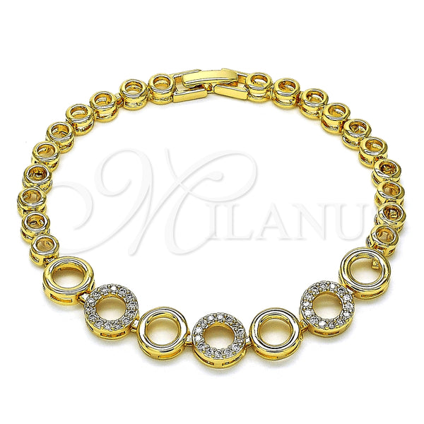 Pulsera Elegante 03.283.0084.08 Oro Laminado, con Micro Pave Blanca, Pulido, Tono Dorado (Grosor 05 MM, 8 Pulgadas de Largo)