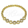 Pulsera Elegante 03.283.0084.08 Oro Laminado, con Micro Pave Blanca, Pulido, Tono Dorado (Grosor 05 MM, 8 Pulgadas de Largo)