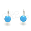 Arete Gancho Frances 02.63.2622.5 Plata Rodinada, con Zirconia Cubica Turquoise, Pulido, Rodinado