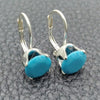 Arete Gancho Frances 02.63.2622.5 Plata Rodinada, con Zirconia Cubica Turquoise, Pulido, Rodinado
