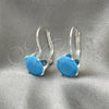 Arete Gancho Frances 02.63.2622.5 Plata Rodinada, con Zirconia Cubica Turquoise, Pulido, Rodinado