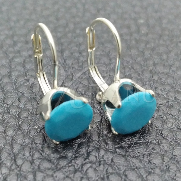 Arete Gancho Frances 02.63.2622.5 Plata Rodinada, con Zirconia Cubica Turquoise, Pulido, Rodinado