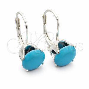 Arete Gancho Frances 02.63.2622.5 Plata Rodinada, con Zirconia Cubica Turquoise, Pulido, Rodinado