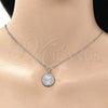 Juego de Arete y Dije de Adulto 10.286.0045 Plata Rodinada, con Zirconia Cubica Blanca y Micro Pave Blanca, Pulido, Rodinado