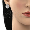 Juego de Arete y Dije de Adulto 10.286.0045 Plata Rodinada, con Zirconia Cubica Blanca y Micro Pave Blanca, Pulido, Rodinado