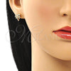Arete Dormilona 02.342.0182 Oro Laminado, Diseño de Ãrbol, con Blanca Micro Pave, Pulido, Tono Dorado