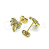 Arete Dormilona 02.342.0182 Oro Laminado, Diseño de Ãrbol, con Blanca Micro Pave, Pulido, Tono Dorado