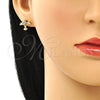 Arete Dormilona 02.342.0181.1 Oro Laminado, con Multicolor Micro Pave, Pulido, Tono Dorado