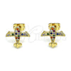 Arete Dormilona 02.342.0181.1 Oro Laminado, con Multicolor Micro Pave, Pulido, Tono Dorado