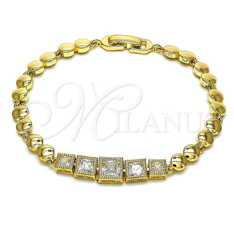 Pulsera Elegante 03.283.0089.07 Oro Laminado, con Blanca Zirconia Cubica, Pulido, Tono Dorado (06 MM Thickness, 7 Inches Length)