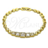 Pulsera Elegante 03.283.0089.07 Oro Laminado, con Blanca Zirconia Cubica, Pulido, Tono Dorado (06 MM Thickness, 7 Inches Length)