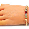 Pulsera Elegante 03.283.0089.1.07 Oro Laminado, con Multicolor Zirconia Cubica, Pulido, Tono Dorado (06 MM Thickness, 7 Inches Length)