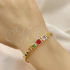Pulsera Elegante 03.283.0089.1.07 Oro Laminado, con Multicolor Zirconia Cubica, Pulido, Tono Dorado (06 MM Thickness, 7 Inches Length)