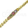 Pulsera Elegante 03.283.0089.1.07 Oro Laminado, con Multicolor Zirconia Cubica, Pulido, Tono Dorado (06 MM Thickness, 7 Inches Length)
