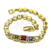 Pulsera Elegante 03.283.0089.1.07 Oro Laminado, con Multicolor Zirconia Cubica, Pulido, Tono Dorado (06 MM Thickness, 7 Inches Length)