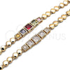 Pulsera Elegante 03.283.0089.1.07 Oro Laminado, con Multicolor Zirconia Cubica, Pulido, Tono Dorado (06 MM Thickness, 7 Inches Length)