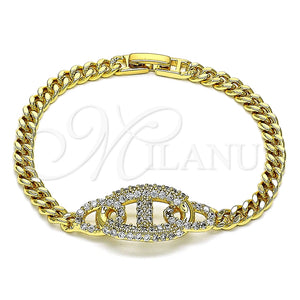 Pulsera Elegante 03.283.0090.07 Oro Laminado, con Blanca Micro Pave, Pulido, Tono Dorado (05 MM Thickness, 7 Inches Length)