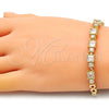 Pulsera Elegante 03.283.0091.07 Oro Laminado, con Blanca Zirconia Cubica, Pulido, Tono Dorado (05 MM Thickness, 7 Inches Length)