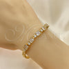 Pulsera Elegante 03.283.0091.07 Oro Laminado, con Blanca Zirconia Cubica, Pulido, Tono Dorado (05 MM Thickness, 7 Inches Length)