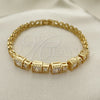 Pulsera Elegante 03.283.0091.07 Oro Laminado, con Blanca Zirconia Cubica, Pulido, Tono Dorado (05 MM Thickness, 7 Inches Length)