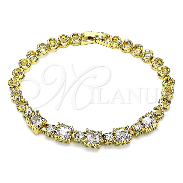 Pulsera Elegante 03.283.0091.07 Oro Laminado, con Blanca Zirconia Cubica, Pulido, Tono Dorado (05 MM Thickness, 7 Inches Length)