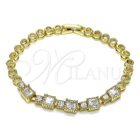 Pulsera Elegante 03.283.0091.07 Oro Laminado, con Blanca Zirconia Cubica, Pulido, Tono Dorado (05 MM Thickness, 7 Inches Length)